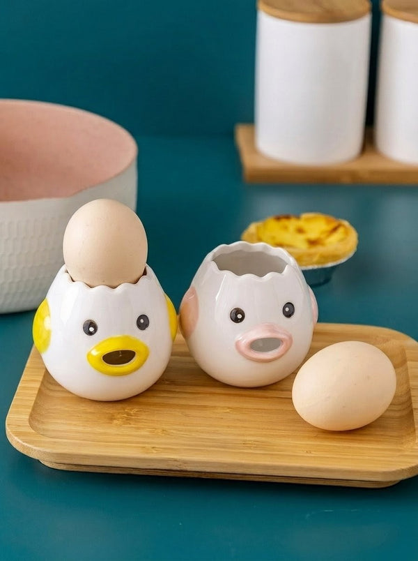 Cute Chicken Ceramic Egg Separator – Creative Yolk & White Divider