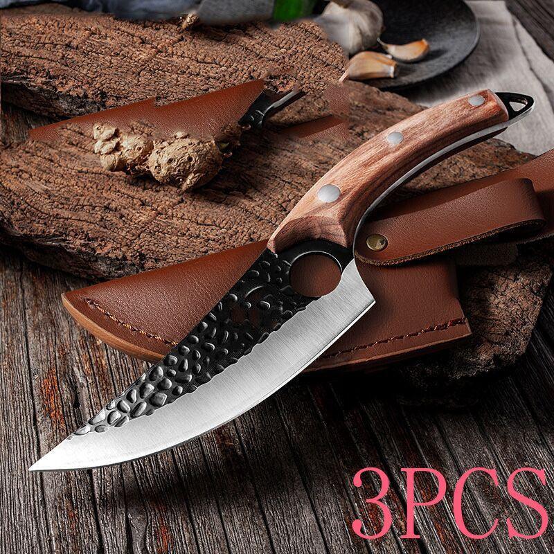 Hand-Forged Hammered Carbon Steel Boning Knife & Skinner