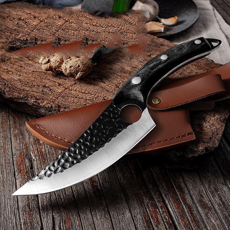 Hand-Forged Hammered Carbon Steel Boning Knife & Skinner
