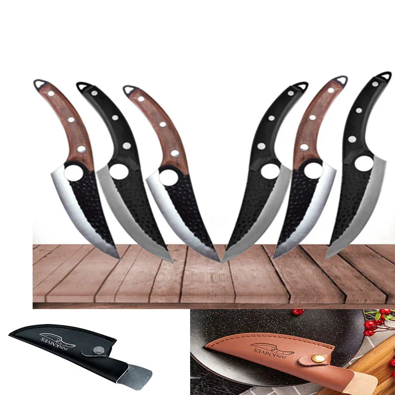 Hand-Forged Hammered Carbon Steel Boning Knife & Skinner