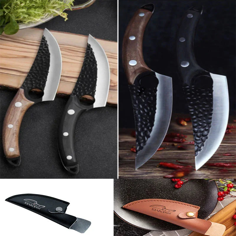 Hand-Forged Hammered Carbon Steel Boning Knife & Skinner
