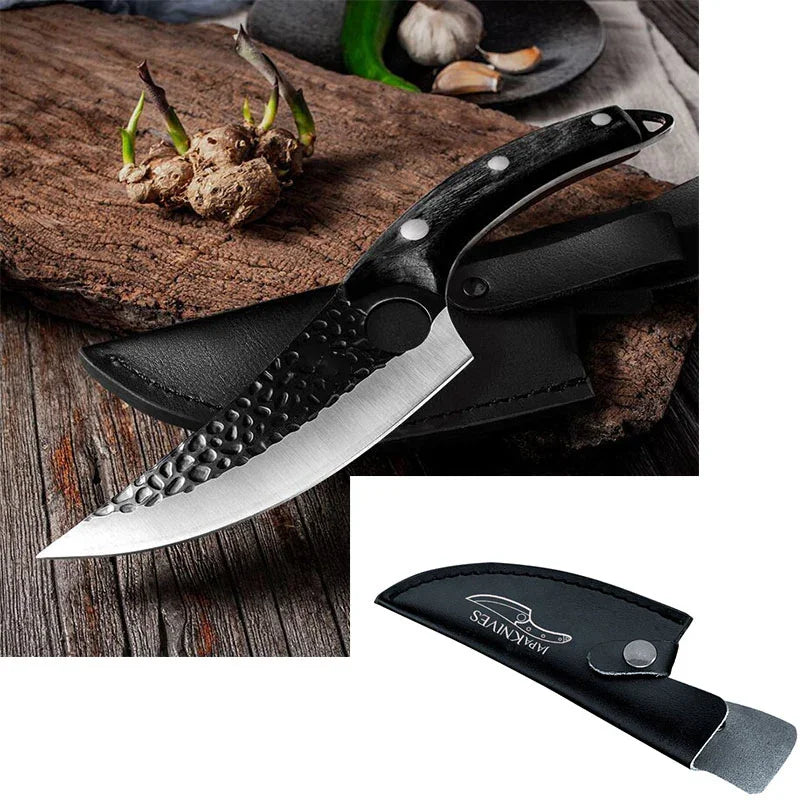 Hand-Forged Hammered Carbon Steel Boning Knife & Skinner