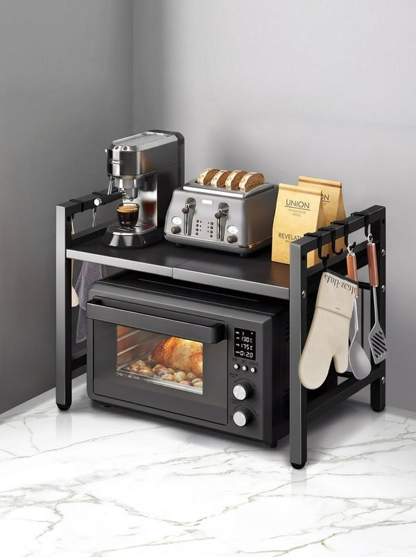 Expandable Microwave Shelf Organizer – Adjustable 42-64cm Heavy Duty Rack