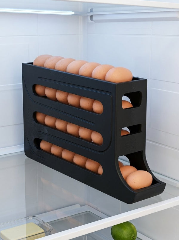 Refrigerator 4-Layer Automatic Egg Roller Sliding Egg Tray Refrigerator Side Door Large Capacity Holder Egg Storage Box Kitchen Gadgets