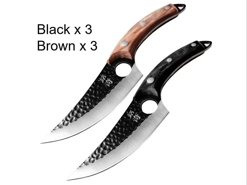 Hand-Forged Hammered Carbon Steel Boning Knife & Skinner