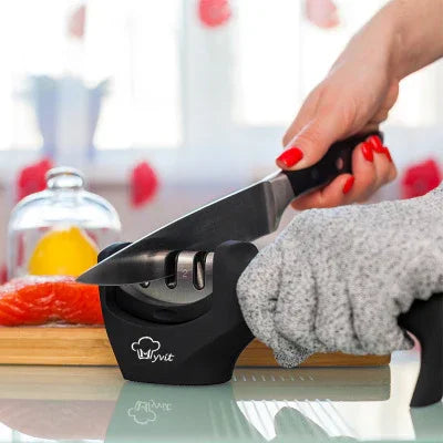 Professional 3-Stage Diamond & Tungsten Steel Kitchen Knife Sharpener