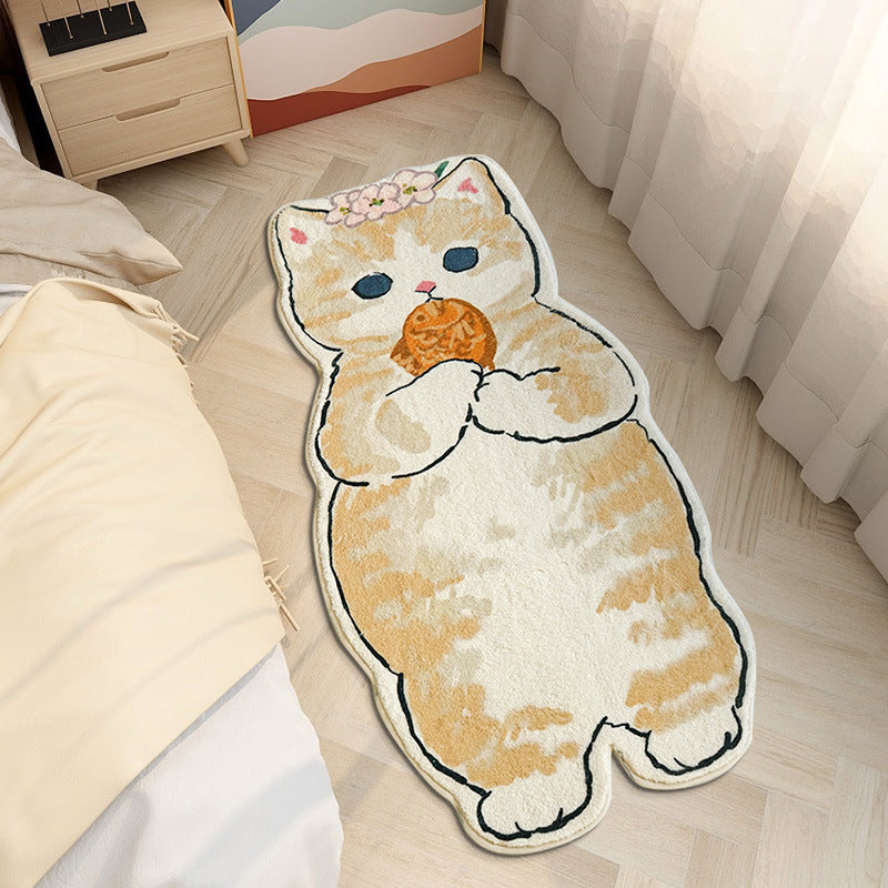 Playful Kitten Irregular Faux Wool Accent Rug