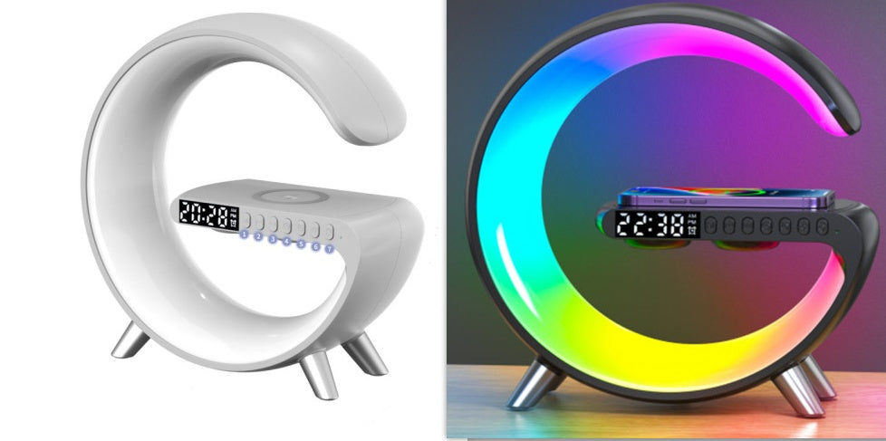 Intelligent G-Shape RGB Atmosphere Lamp with 15W Wireless Charger & Bluetooth Speaker