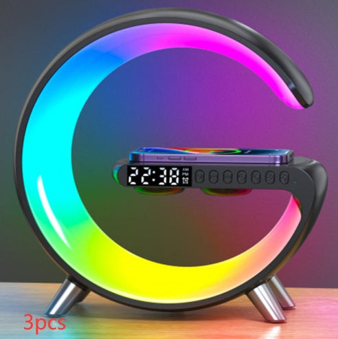 Intelligent G-Shape RGB Atmosphere Lamp with 15W Wireless Charger & Bluetooth Speaker