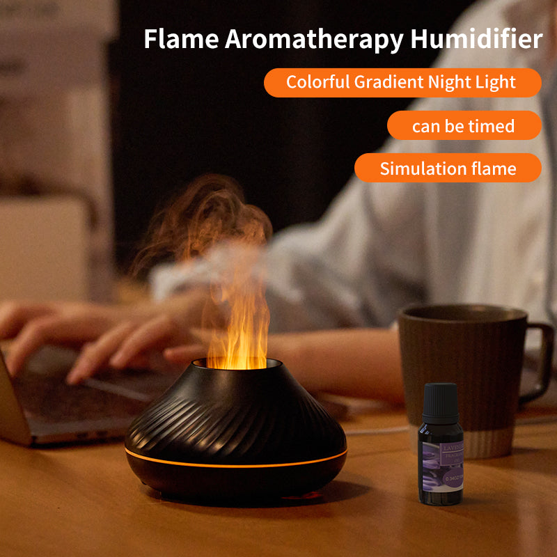 3D RGB Colorful Flame Aroma Diffuser & Volcanic Humidifier