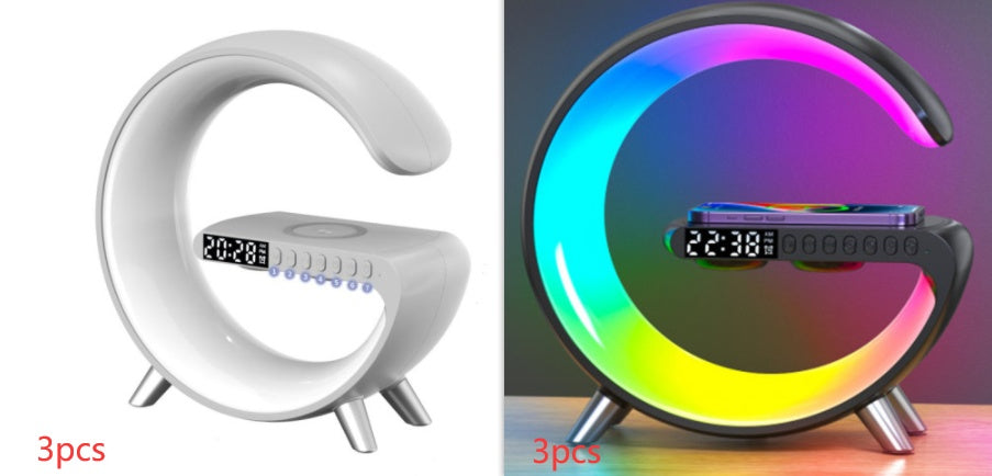 Intelligent G-Shape RGB Atmosphere Lamp with 15W Wireless Charger & Bluetooth Speaker