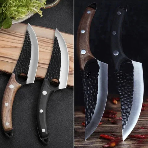 Hand-Forged Hammered Carbon Steel Boning Knife & Skinner