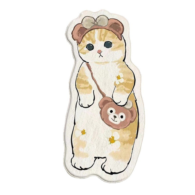 Playful Kitten Irregular Faux Wool Accent Rug