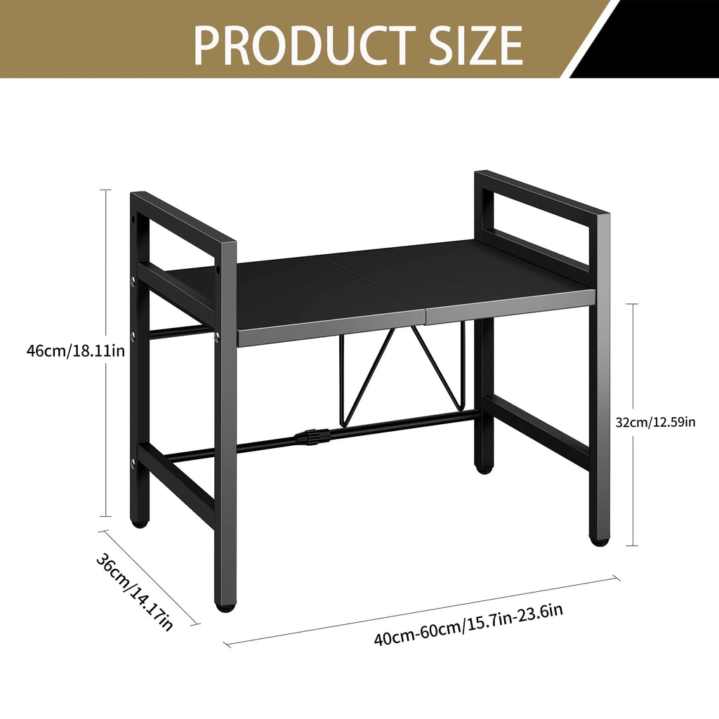 Expandable Microwave Shelf Organizer – Adjustable 42-64cm Heavy Duty Rack