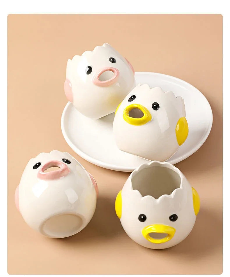 Cute Chicken Ceramic Egg Separator – Creative Yolk & White Divider