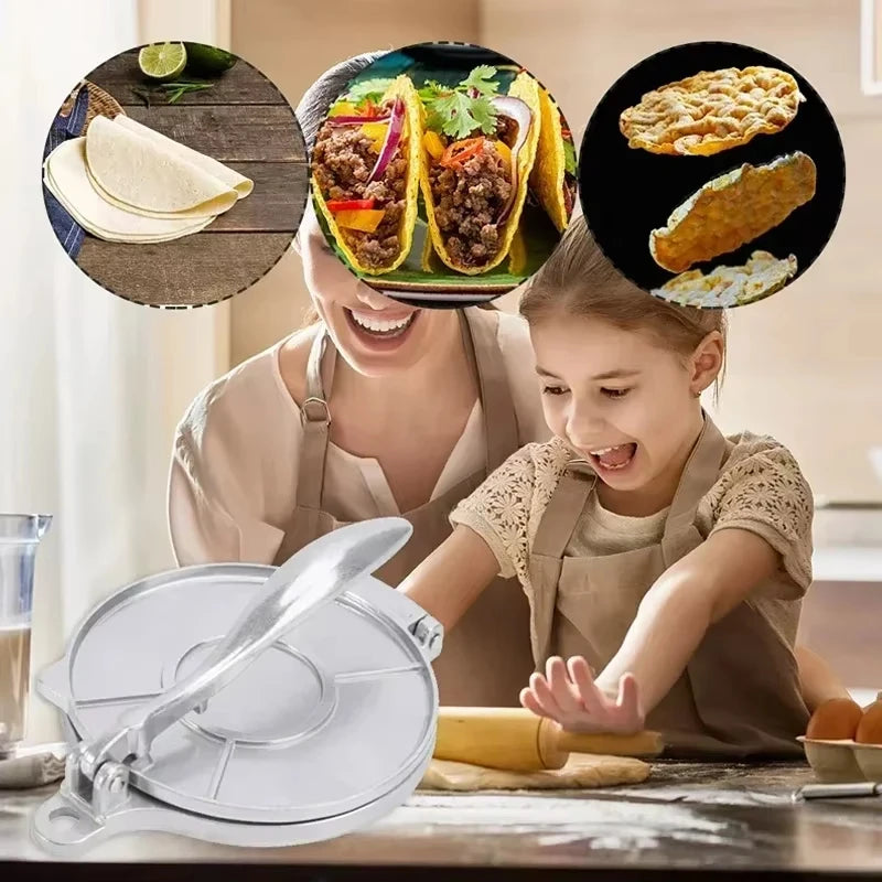 Efficient Tortilla & Dough Press – Manual 16/20cm Non-Stick Maker