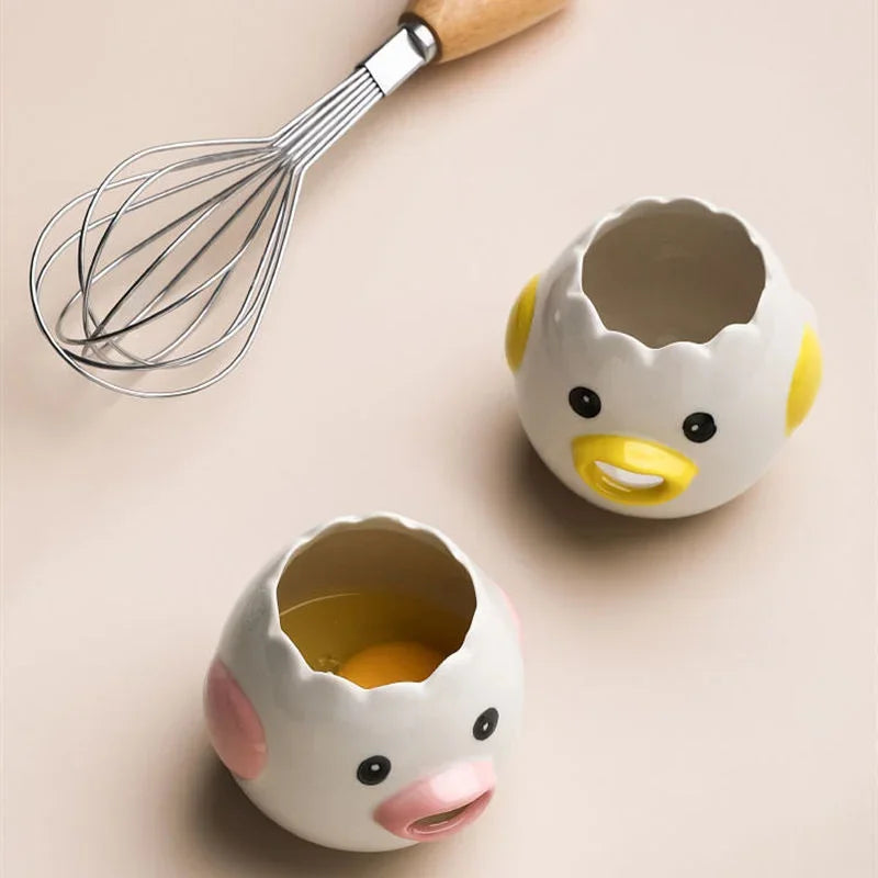 Cute Chicken Ceramic Egg Separator – Creative Yolk & White Divider