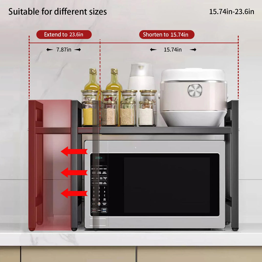 Expandable Microwave Shelf Organizer – Adjustable 42-64cm Heavy Duty Rack