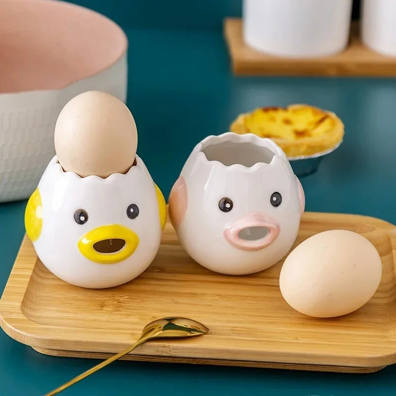 Cute Chicken Ceramic Egg Separator – Creative Yolk & White Divider