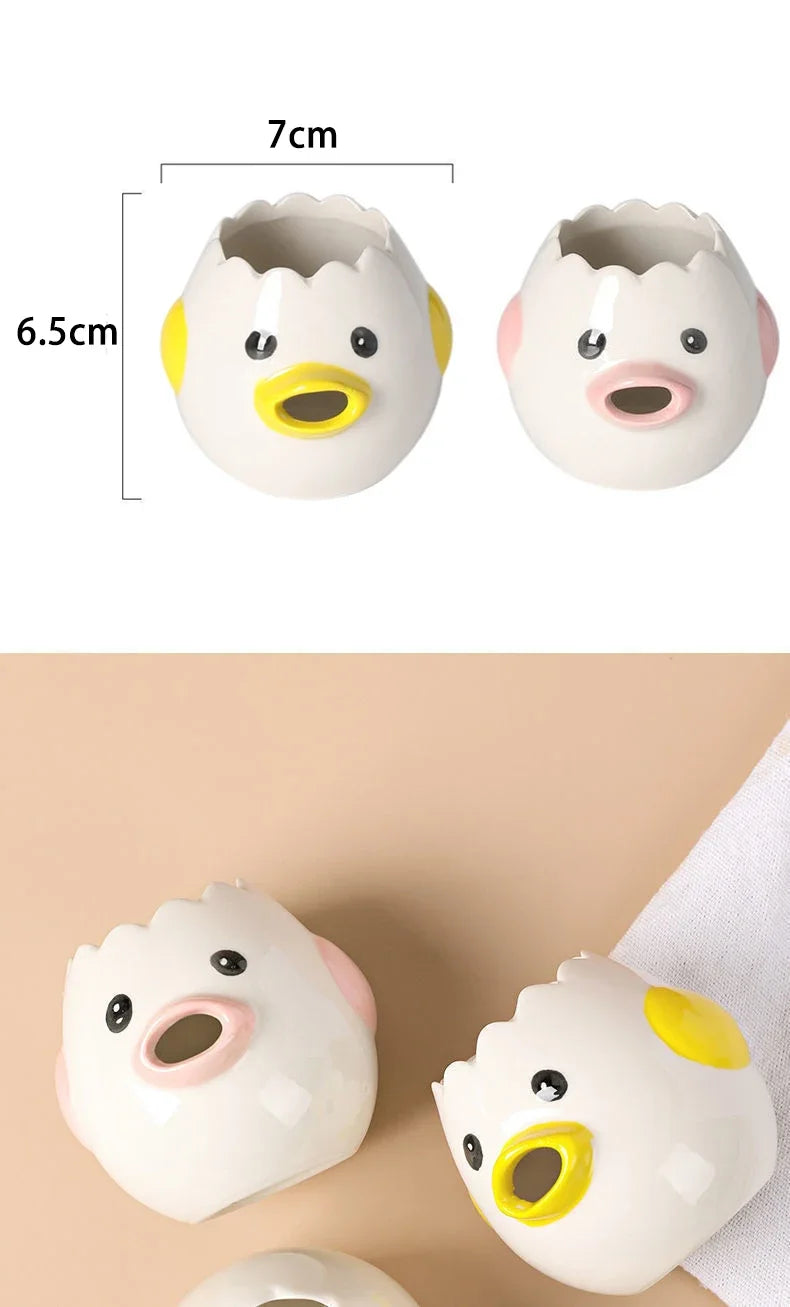 Cute Chicken Ceramic Egg Separator – Creative Yolk & White Divider