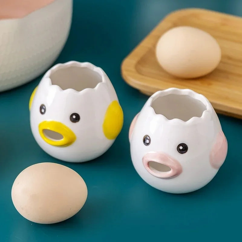 Cute Chicken Ceramic Egg Separator – Creative Yolk & White Divider
