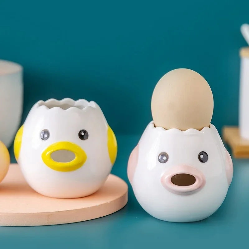 Cute Chicken Ceramic Egg Separator – Creative Yolk & White Divider