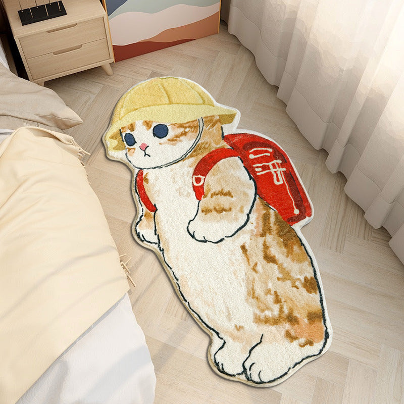 Playful Kitten Irregular Faux Wool Accent Rug