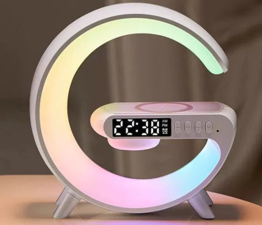 Intelligent G-Shape RGB Atmosphere Lamp with 15W Wireless Charger & Bluetooth Speaker