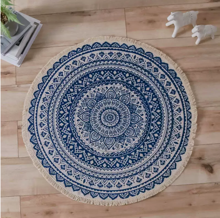 Bohemian Hand-Woven Round Cotton Ethnic Rug