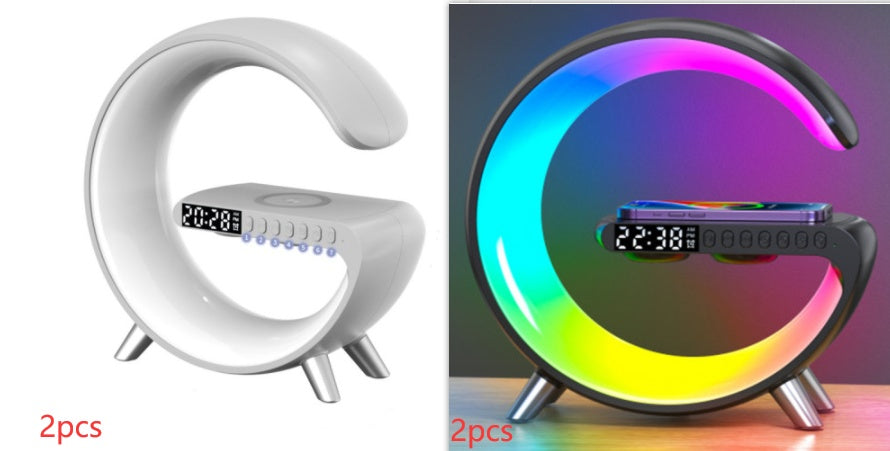 Intelligent G-Shape RGB Atmosphere Lamp with 15W Wireless Charger & Bluetooth Speaker