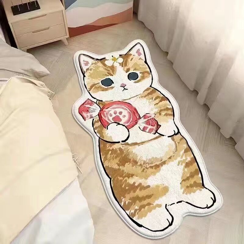 Playful Kitten Irregular Faux Wool Accent Rug