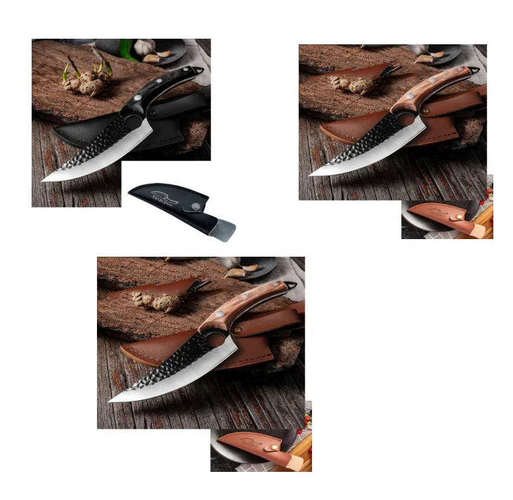 Hand-Forged Hammered Carbon Steel Boning Knife & Skinner