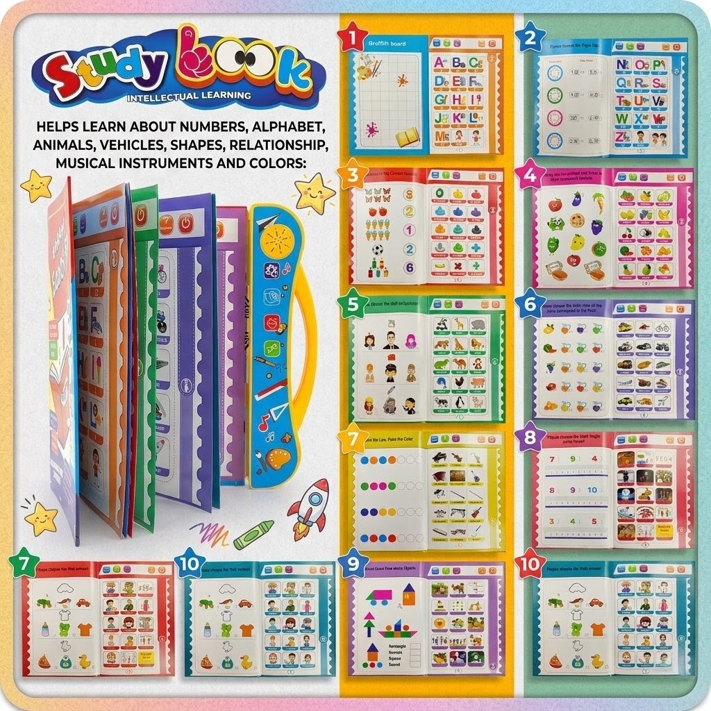 Electronic Interactive Phonetic & Musical Study Book for Children